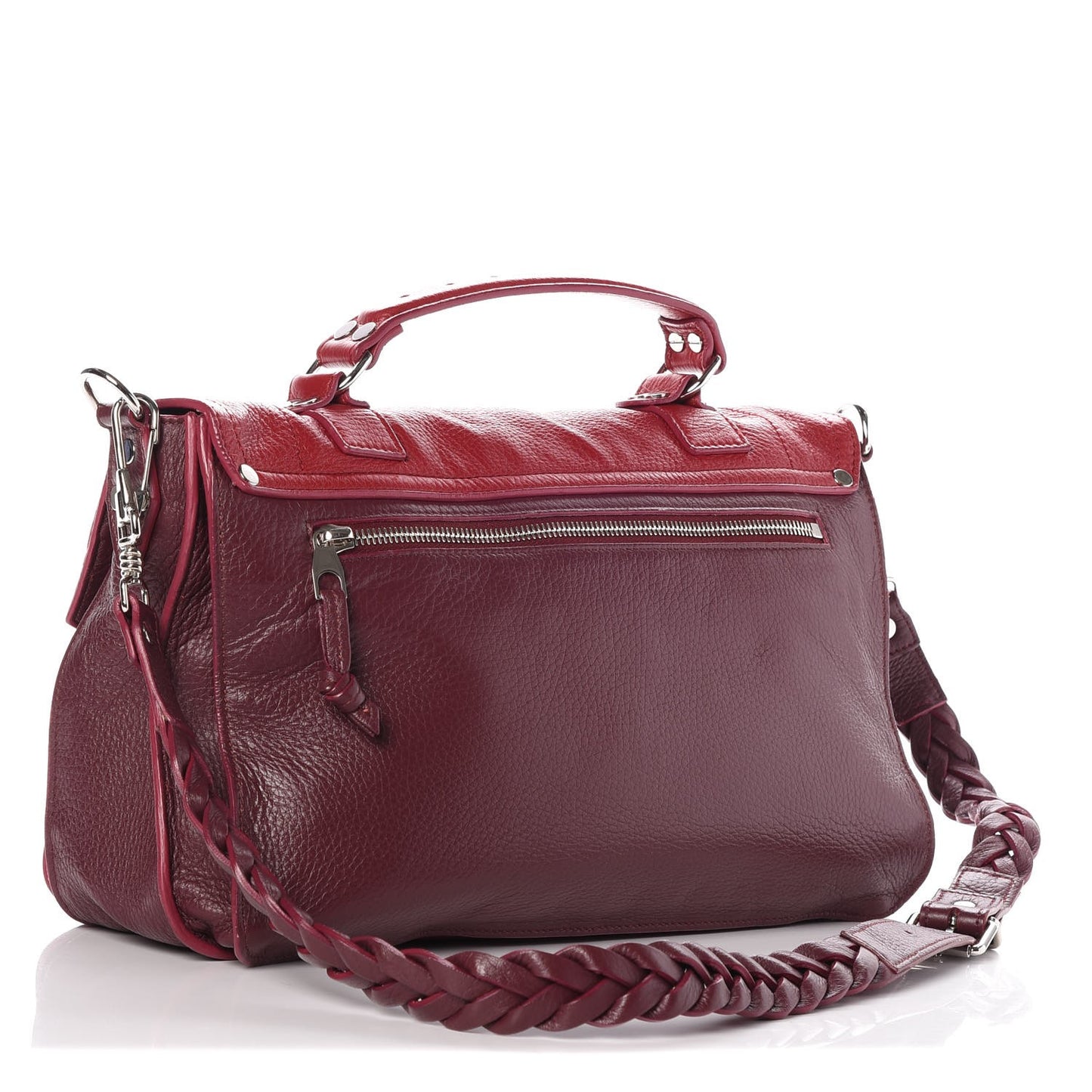 Grained Deerskin Medium Bicolor PS1 Satchel Burgundy Red