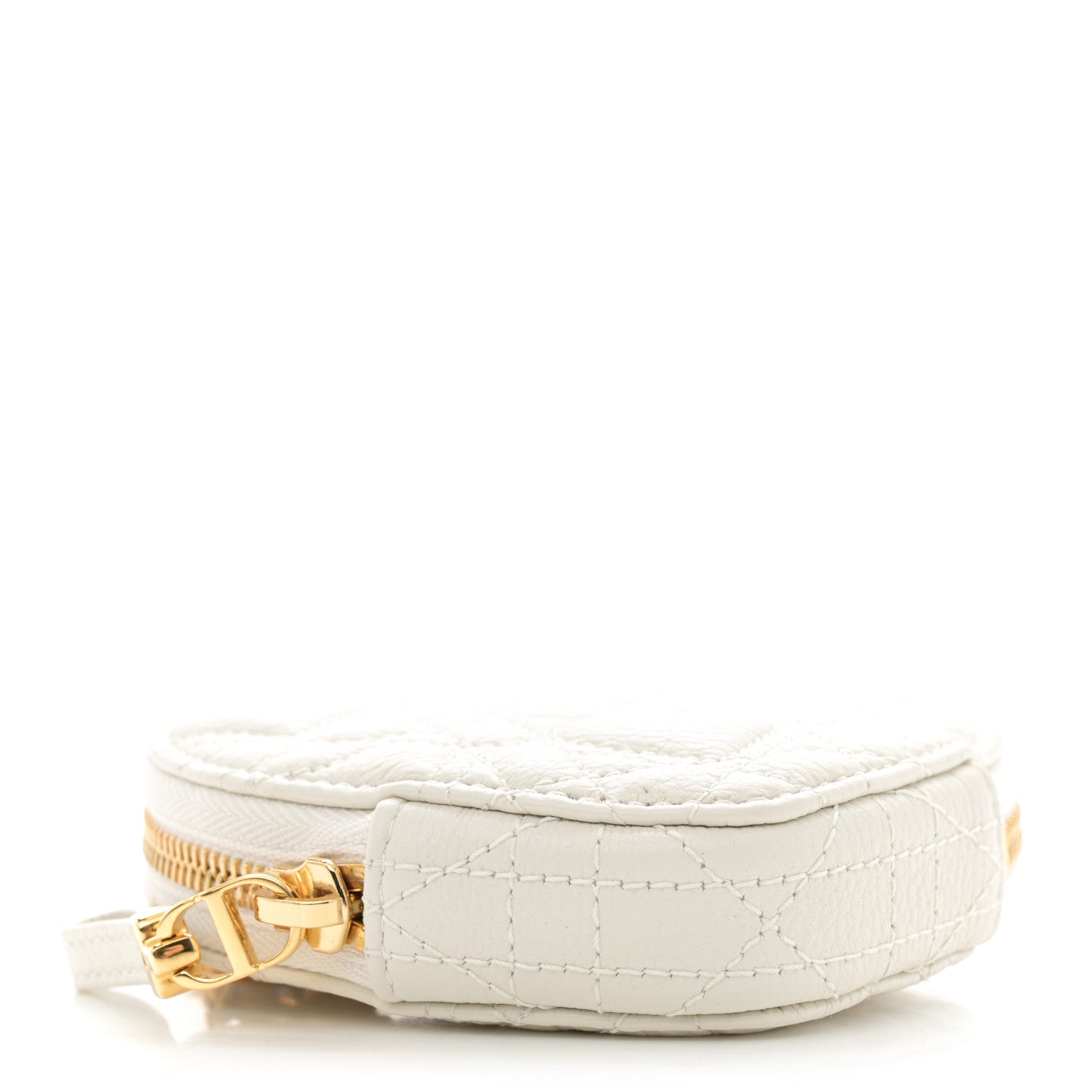 Christian Dior Calfskin Cannage Dioramour Caro Heart Pouch With Chain White 4 of 12