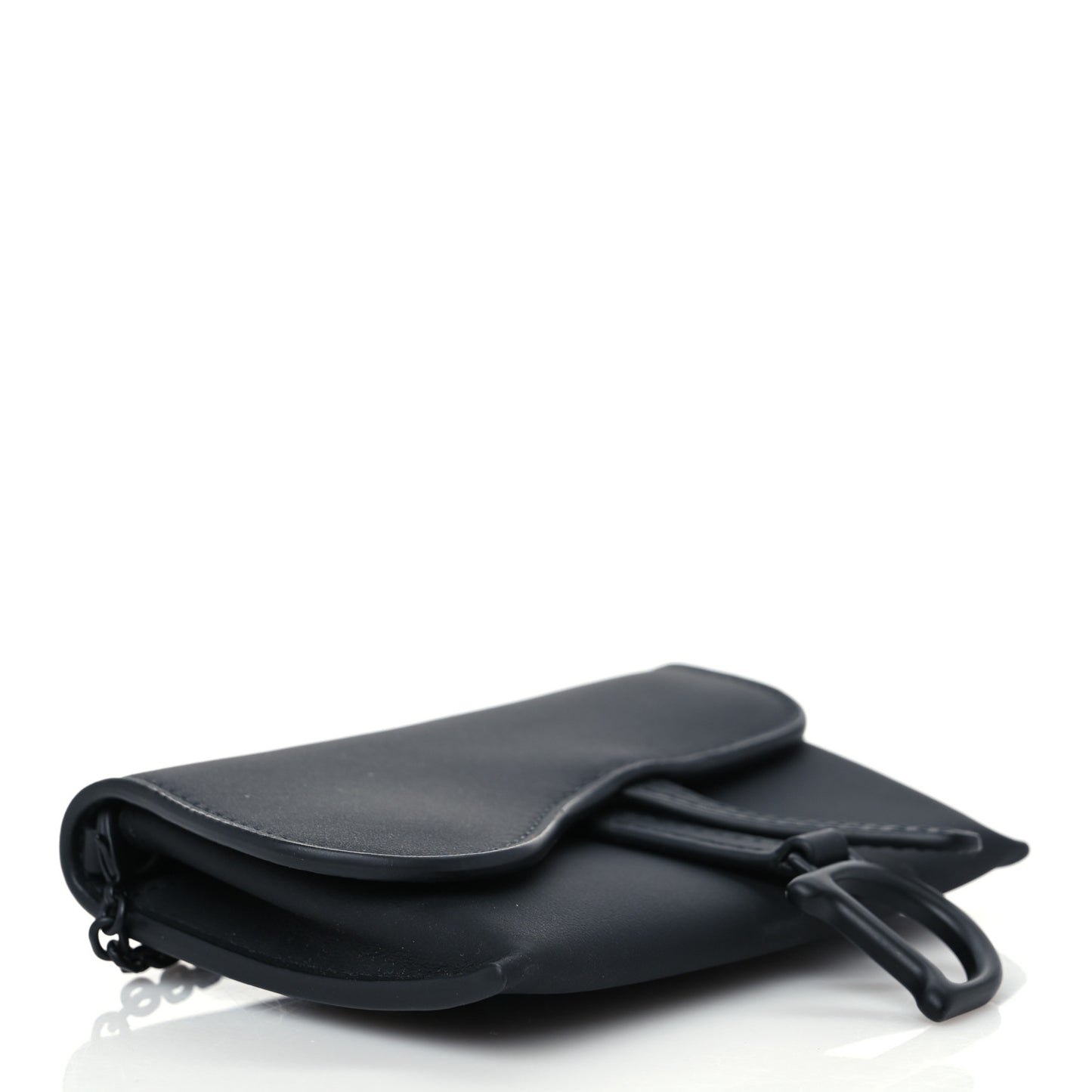 Ultra Matte Calfskin Nano Saddle Chain Pouch Black