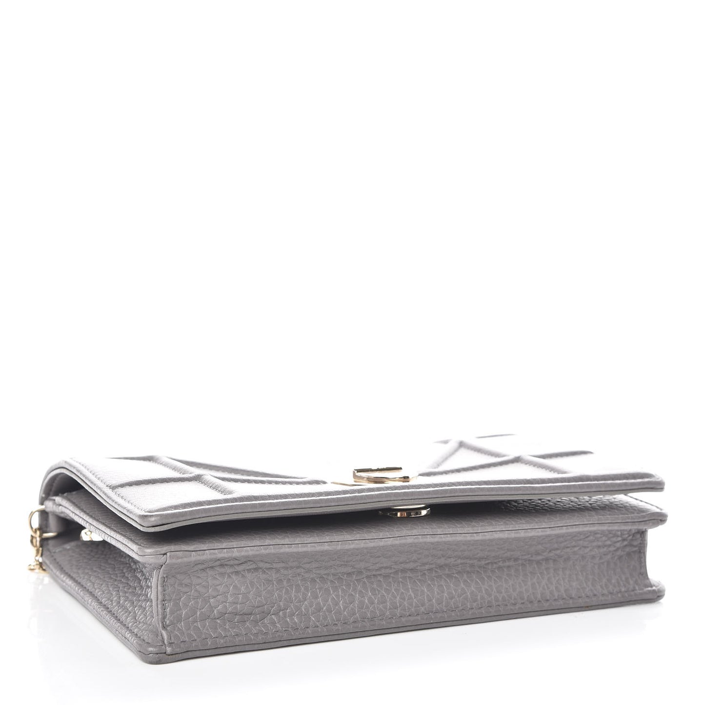 Grained Calfskin Diorama Wallet on Chain Pouch Gris