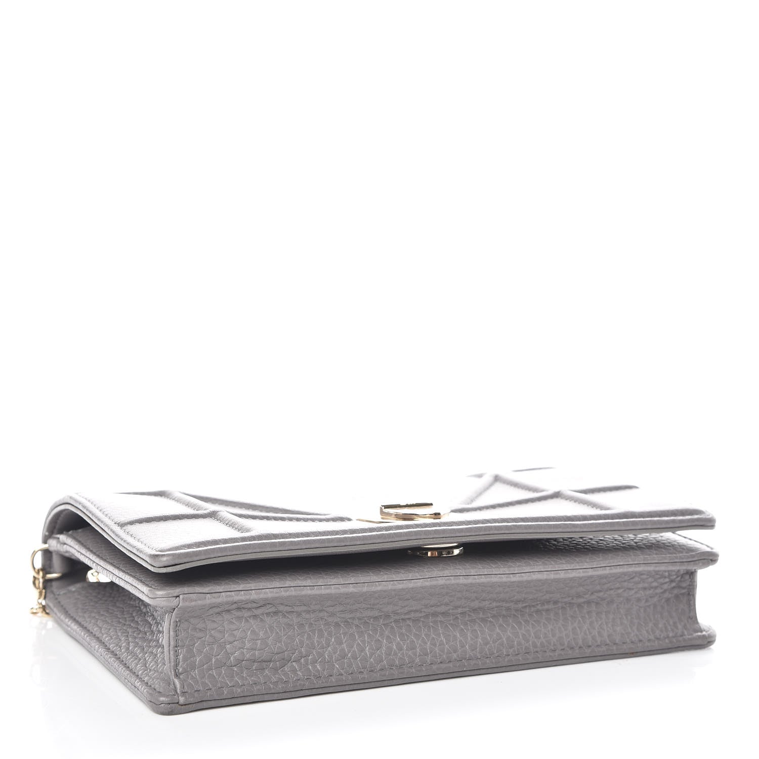 Christian Dior Grained Calfskin Diorama Wallet on Chain Pouch Gris 4 of 9