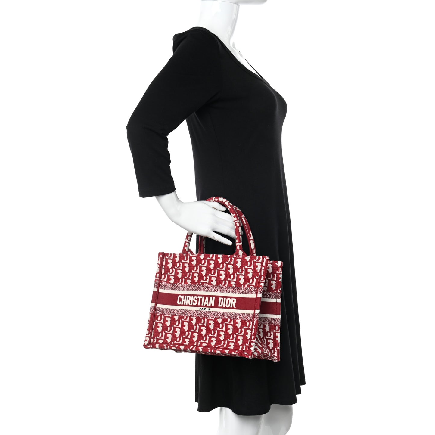 Oblique Small Book Tote Burgundy Multicolor