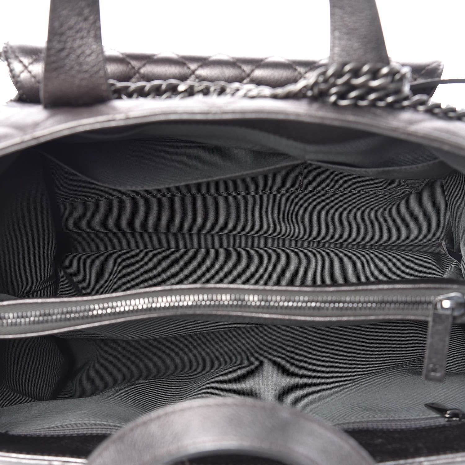 Chanel Metallic Grained Calfskin Quilted Large Casual Pocket Tote Silver 7 of 11