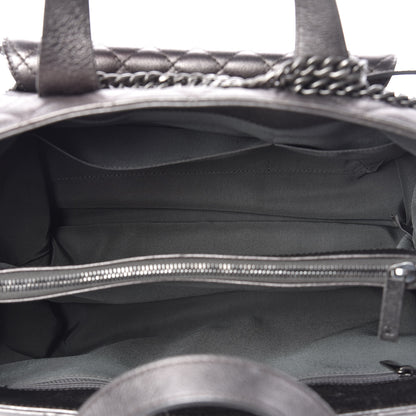 Chanel Metallic Grained Calfskin Quilted Large Casual Pocket Tote Silver 7 of 11