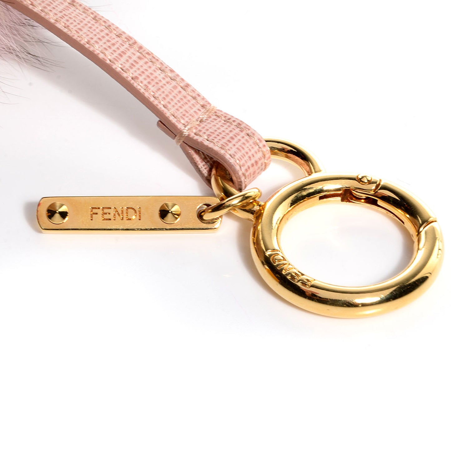 Fox Fur Vitello Elite Bi-Color Pom Pom Bag Charm Rosa Cammello Cipria