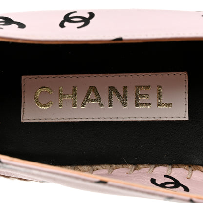 Chanel Lambskin Printed CC Espadrilles 40 Light Pink Black 7 of 8