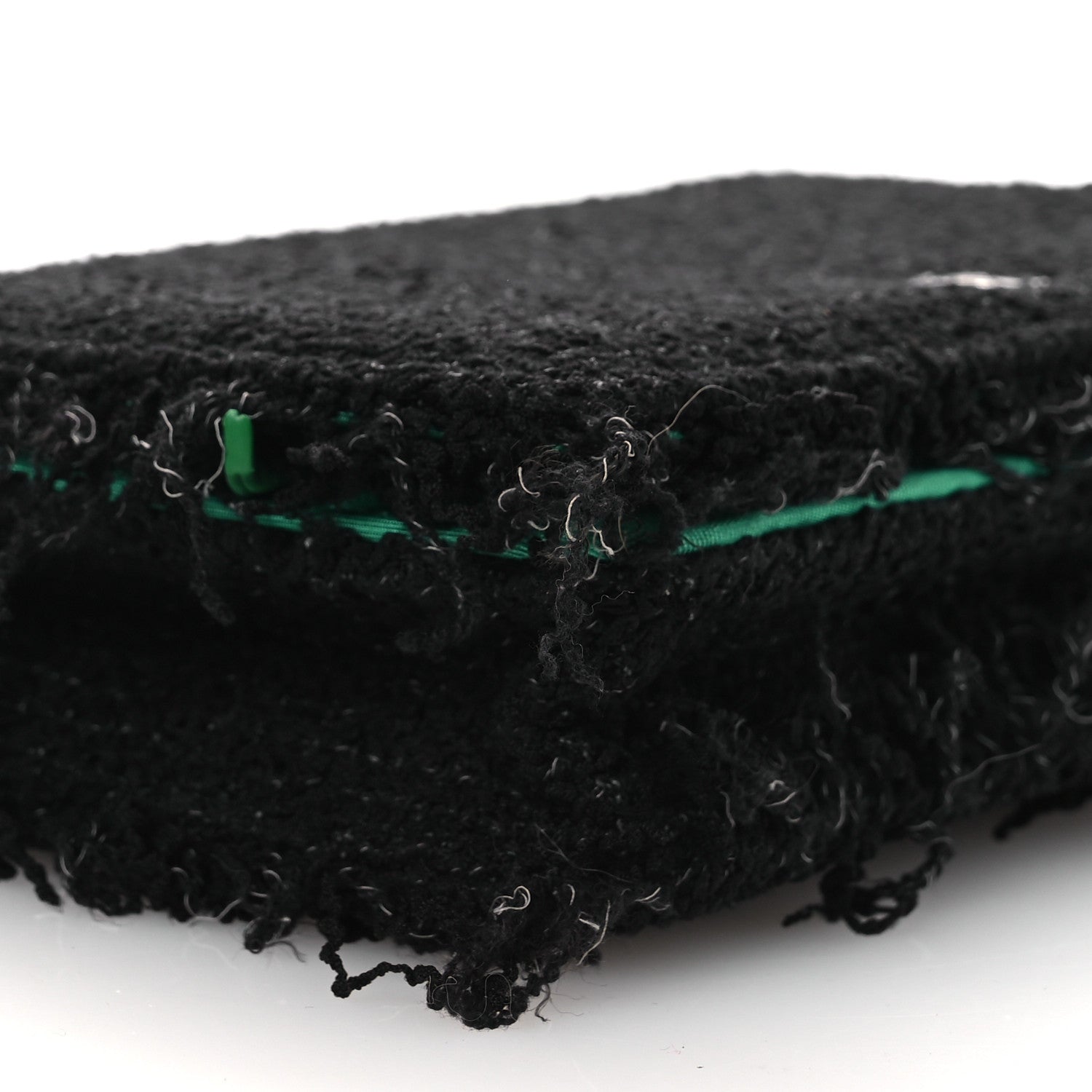 Chanel Tweed Fringe Wallet On Chain WOC Black Green 9 of 11