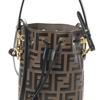 Fendi Vitello Liberty F is Fendi Bi-Color FF 1974 Embossed Mini Mon Tresor Bucket Bag Maya Black 7 of 9