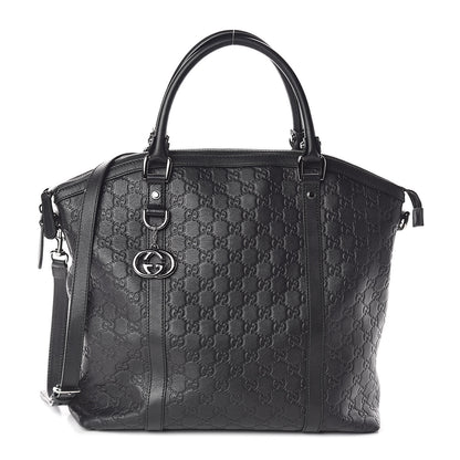 Gucci Guccissima Large GG Charm Convertible Dome Satchel Black 1 of 9