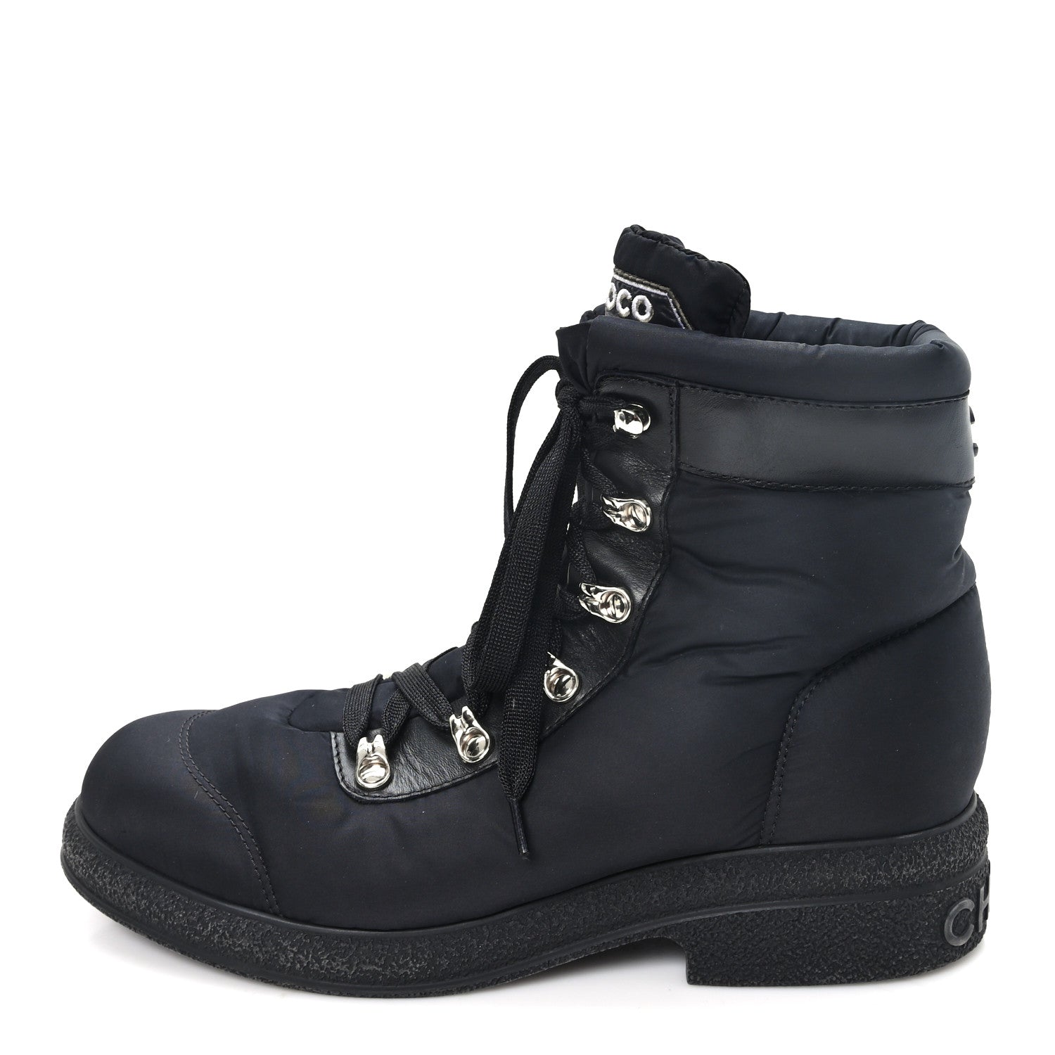 Chanel Nylon Calfskin Womens Coco Neige Short Boots 40 Black 1 of 9