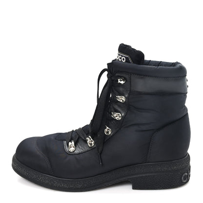 Chanel Nylon Calfskin Womens Coco Neige Short Boots 40 Black 1 of 9