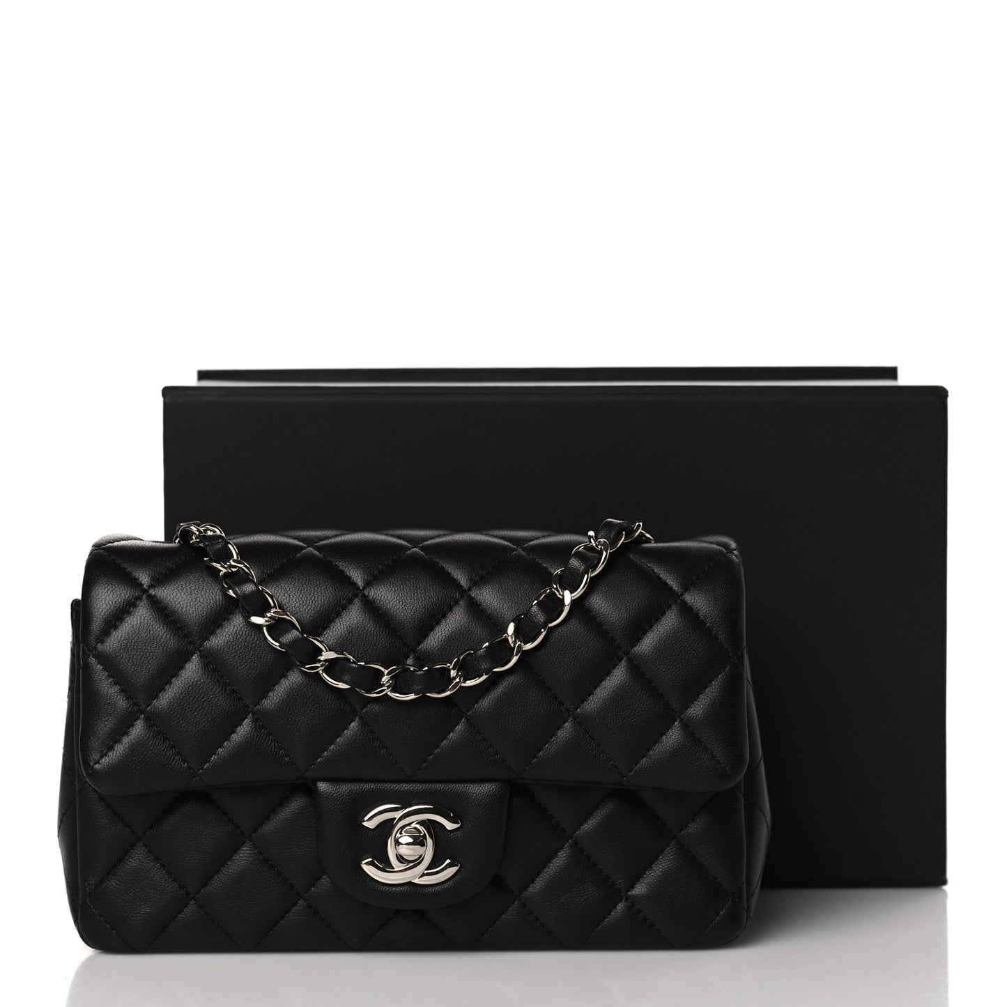 Lambskin Quilted Mini Rectangular Flap Black