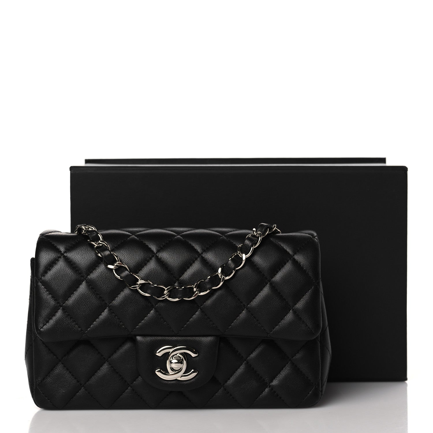 Chanel Lambskin Quilted Mini Rectangular Flap Black 10 of 10