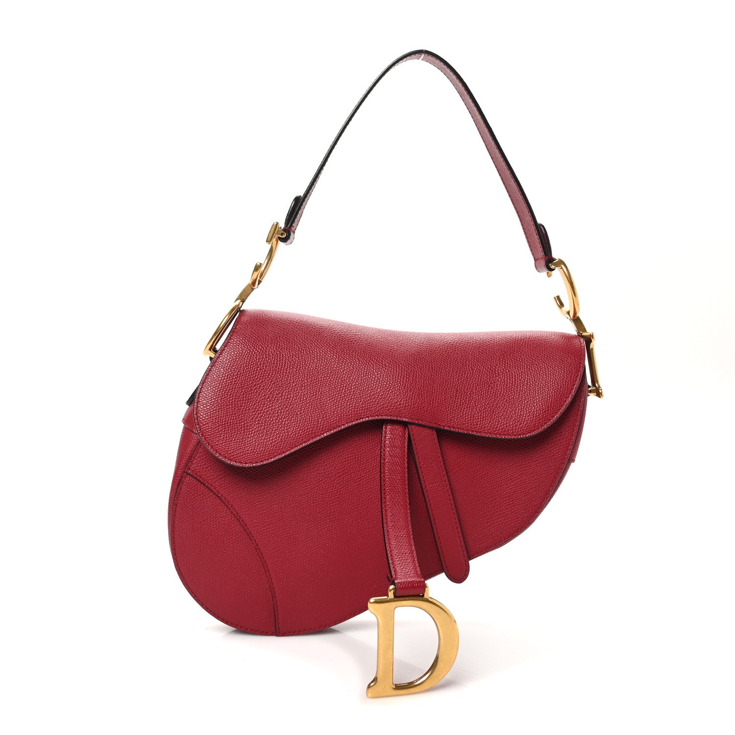 Christian Dior Grained Calfskin Saddle Bag Red 1 of 11