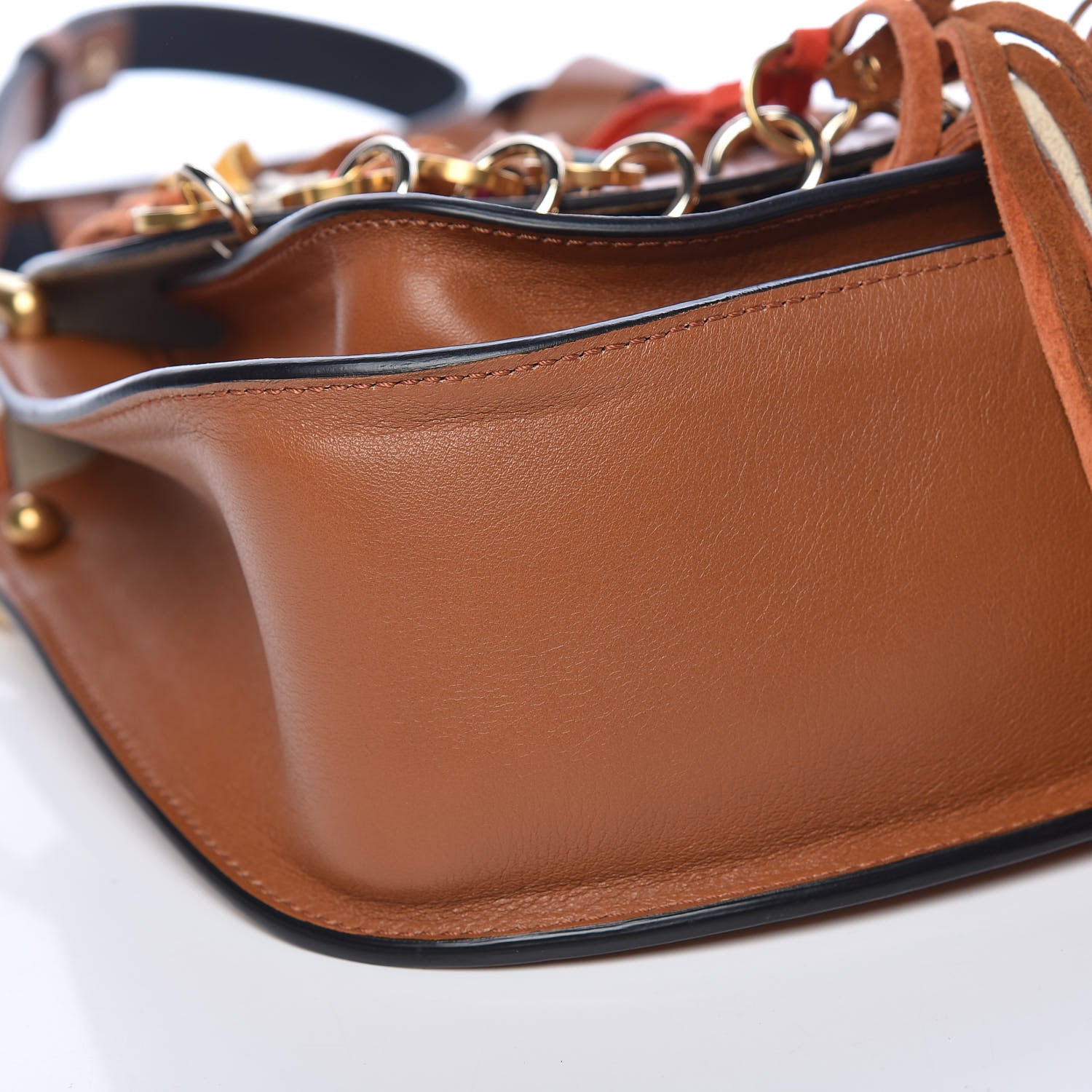 Chloe Calfskin Small Hudson Fringe Shoulder Bag Caramel 8 of 11