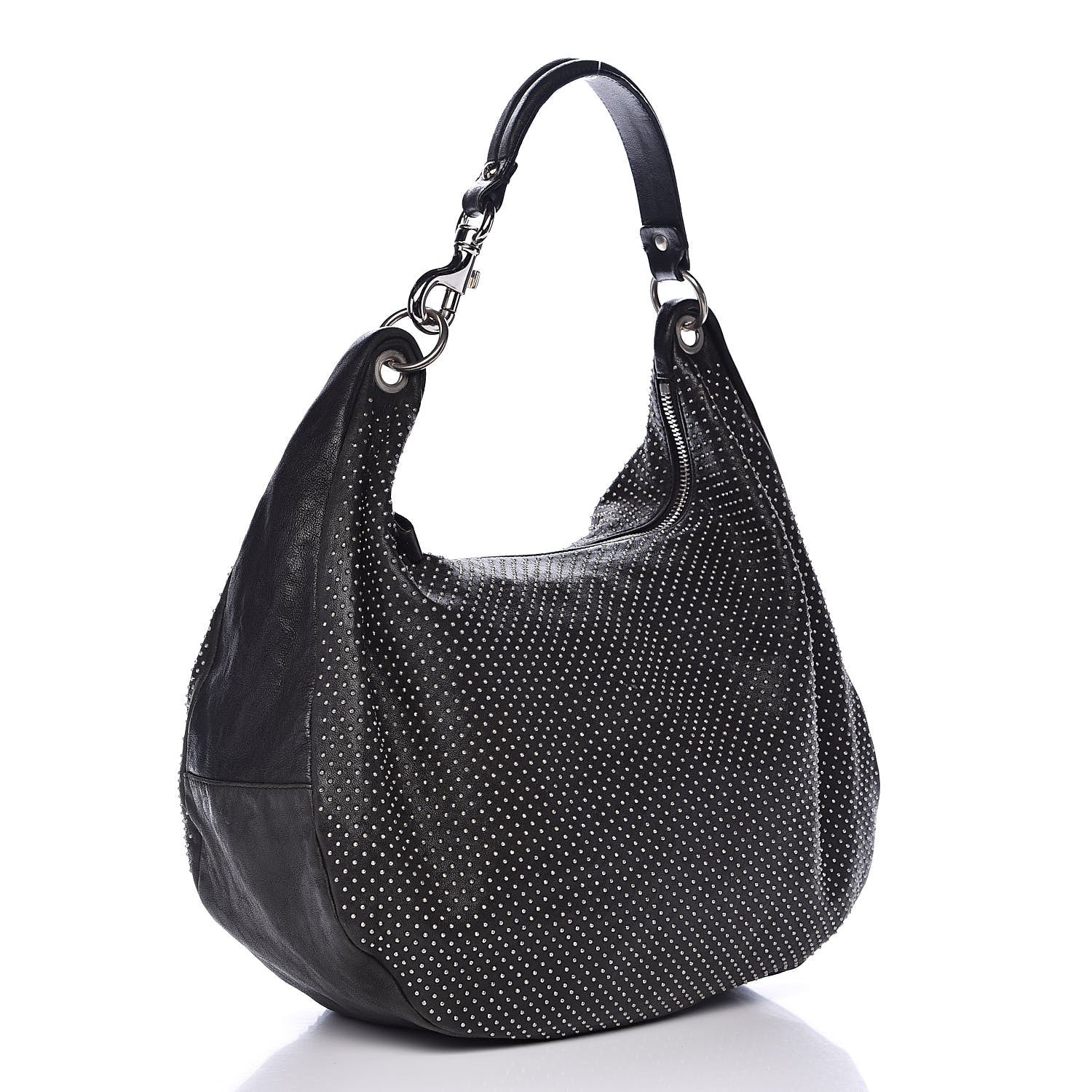 Jimmy Choo Lambskin Studded Solar Hobo Black 3 of 13