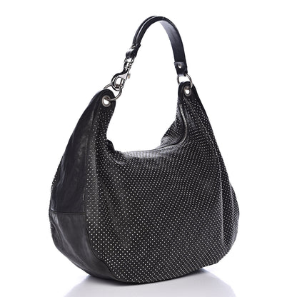 Jimmy Choo Lambskin Studded Solar Hobo Black 3 of 13