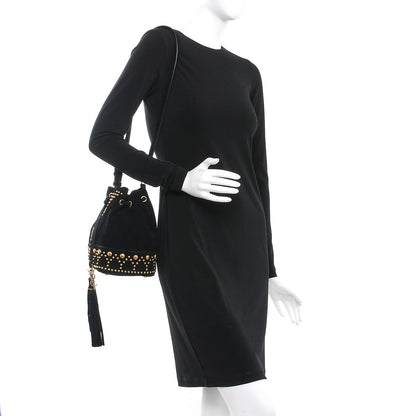 Saint Laurent Suede Small Y Studs Bucket Bag Black 2 of 7