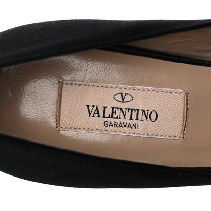Valentino Garavani Satin Crystal Versailles Bow Peep Toe Platform High Heel Pumps 38 Black 7 of 15