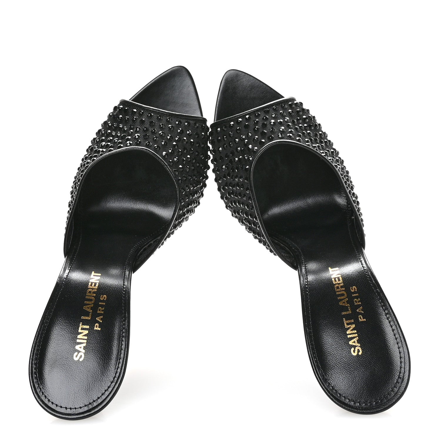 Saint Laurent Tulle Strass Gippy 110 Mule Sandals 36.5 Black 2 of 8