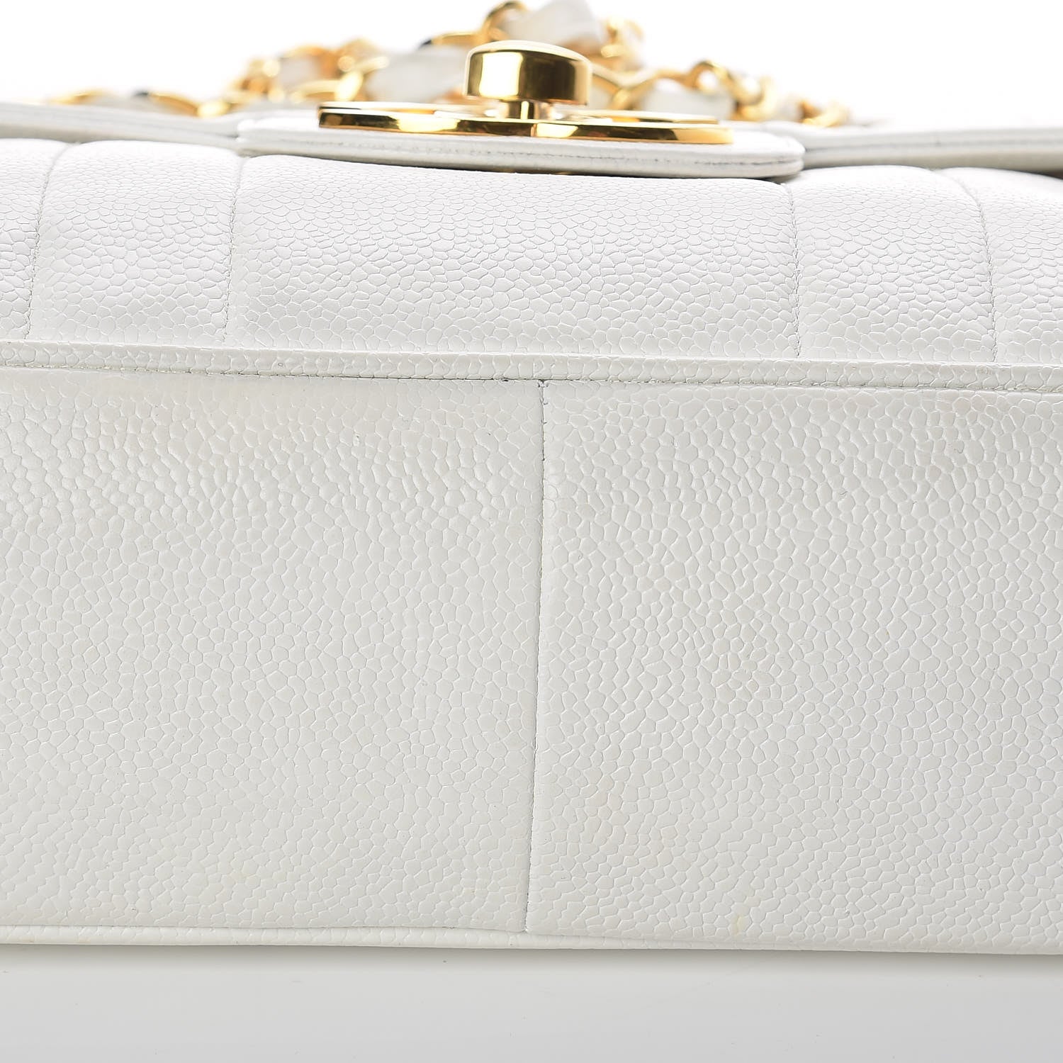 Chanel Caviar Vertical Quilted Jumbo Single Flap White 15 of 22