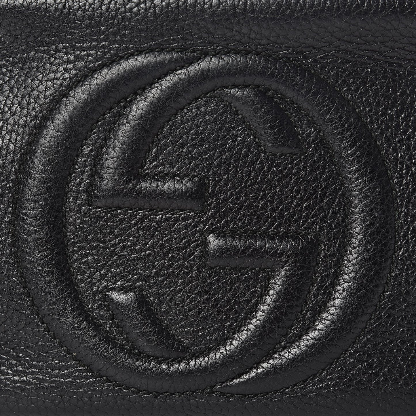 Pebbled Calfskin Small Soho Disco Bag Black
