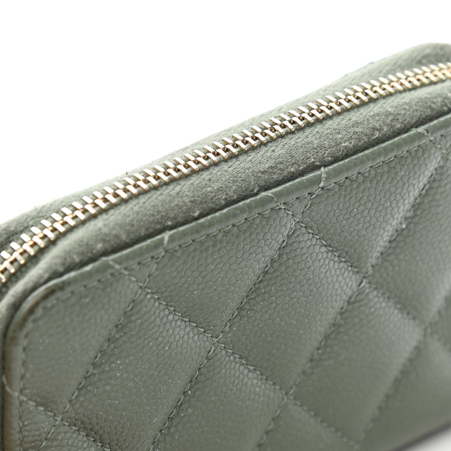 Chanel Iridescent Caviar Quilted Zip Coin Purse Green 9 of 11