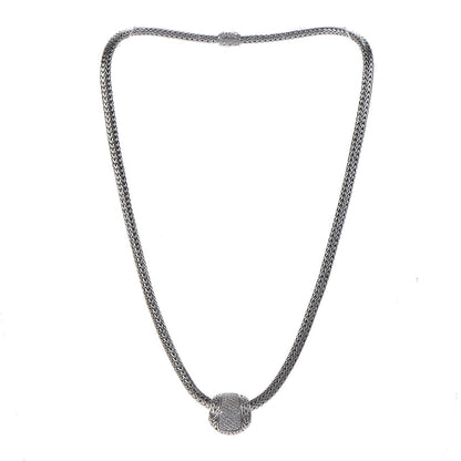 John Hardy Sterling Silver Diamond Half Ball Pendant Necklace 3 of 8