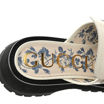 Gucci Cordovan Lux Womens Harald Horsebit Platform Slide Sandals 37.5 Dusty White 7 of 9