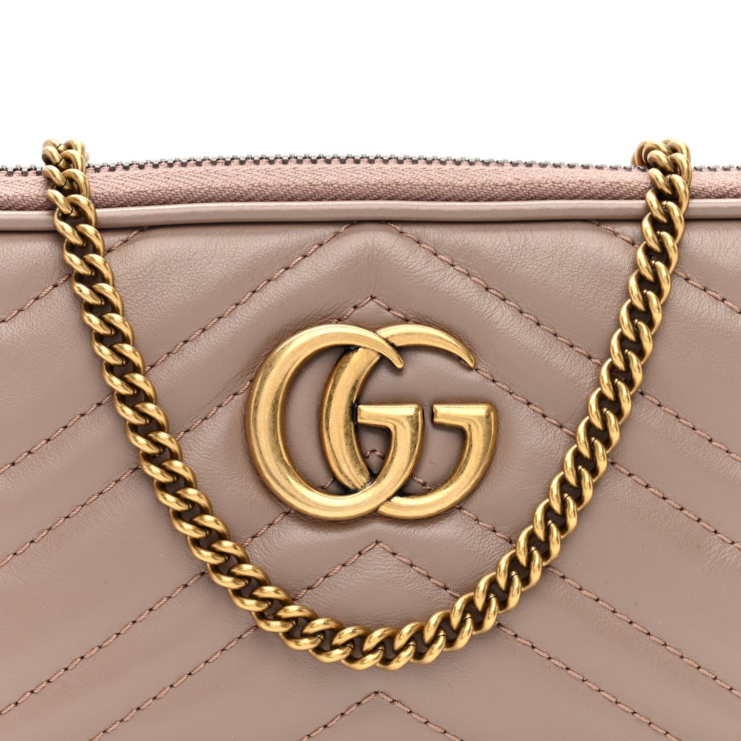 Calfskin Matelasse Mini GG Marmont Chain Crossbody Bag Porcelain Rose