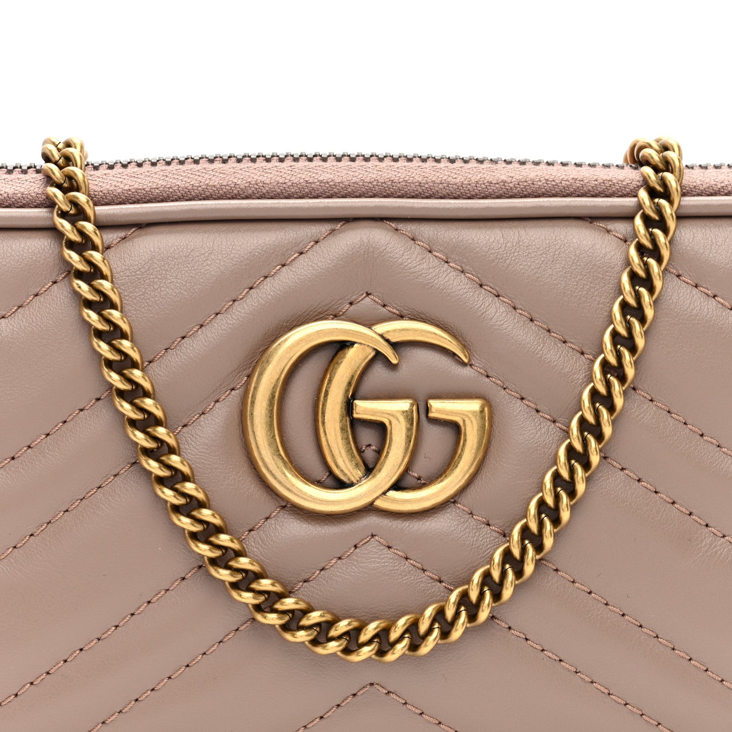 Gucci Calfskin Matelasse Mini GG Marmont Chain Crossbody Bag Porcelain Rose 7 of 9