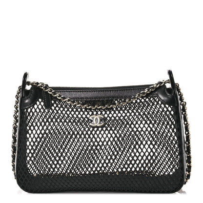 Chanel Mesh Shiny Lambskin Clutch With Chain  Black 1 of 11