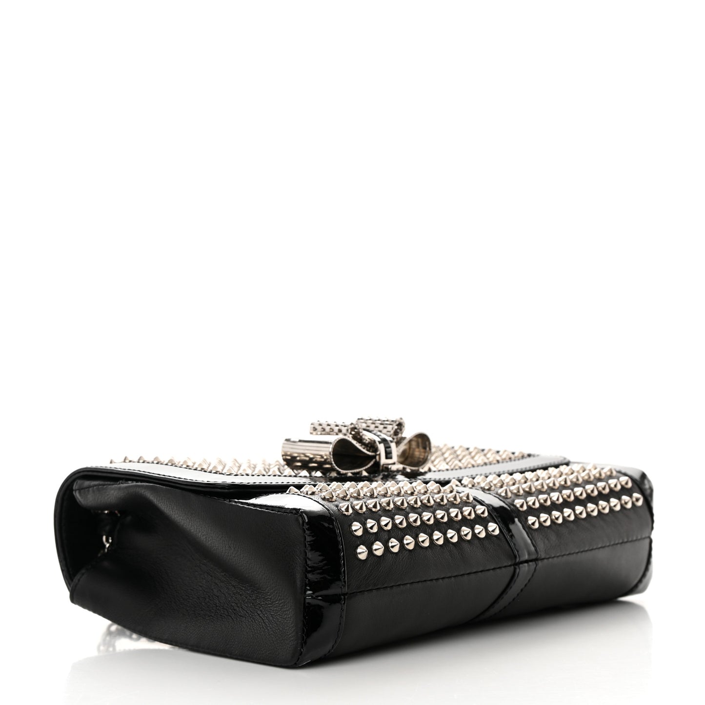 Nappa Patent Spikes Small Sweety Charity Crossbody Bag Black Silver