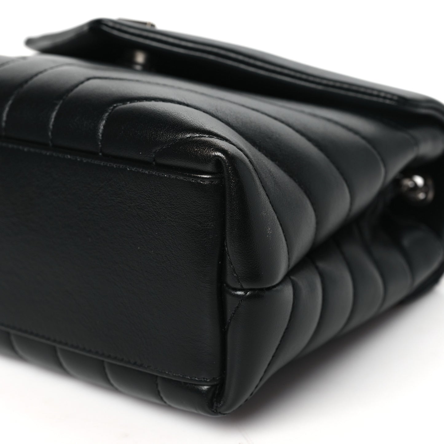 Calfskin Y Quilted Monogram Small Loulou Chain Satchel Black