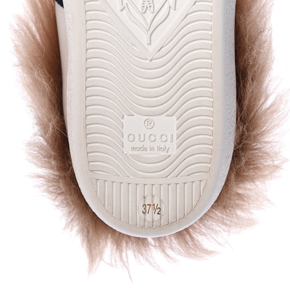 Gucci Calfskin Wool Web Bee Embroidered Womens Ace Sneakers 37.5 White 6 of 8
