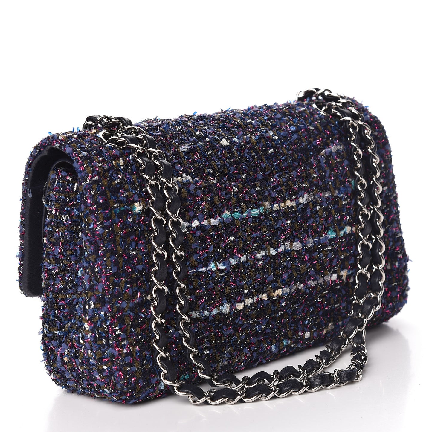 Tweed Quilted Medium Double Flap Multicolor