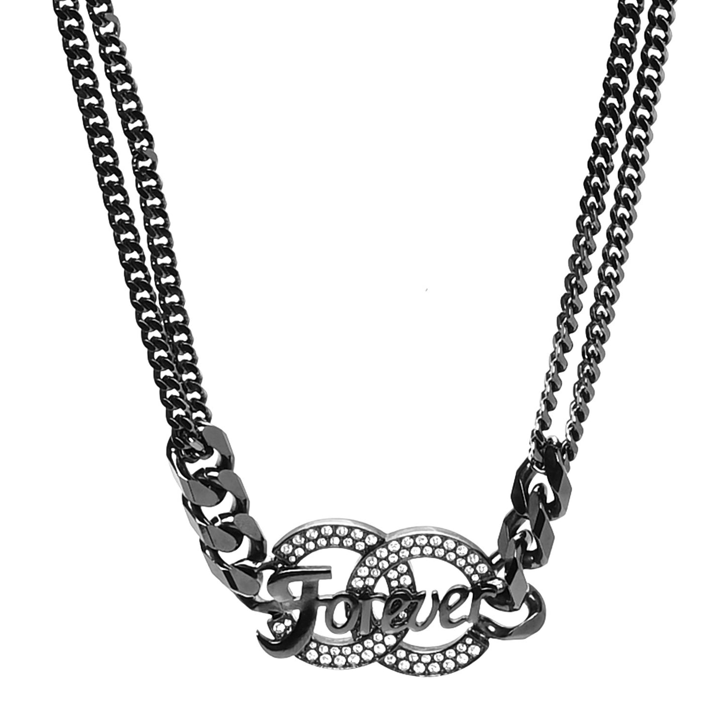 Crystal CC Forever Necklace Ruthenium