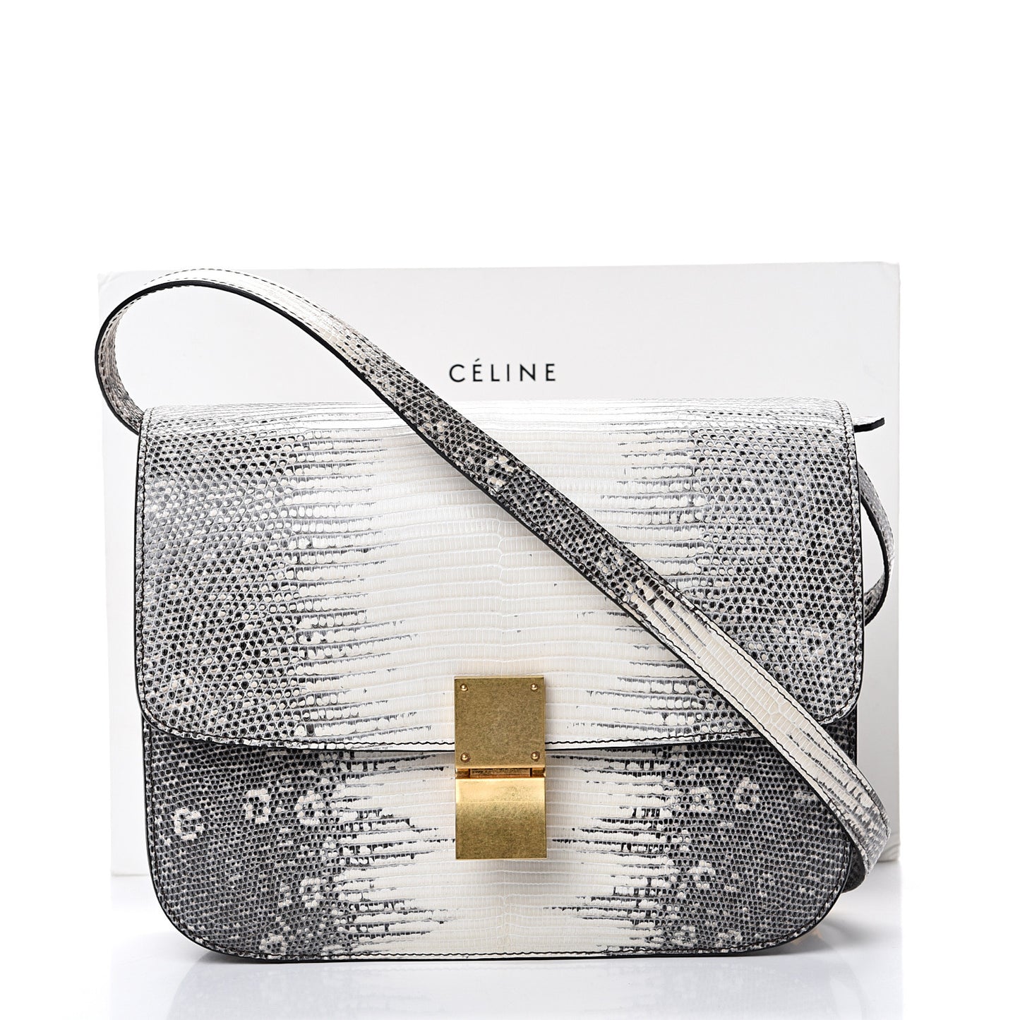 Lizard Medium Classic Box Flap Bag Mineral