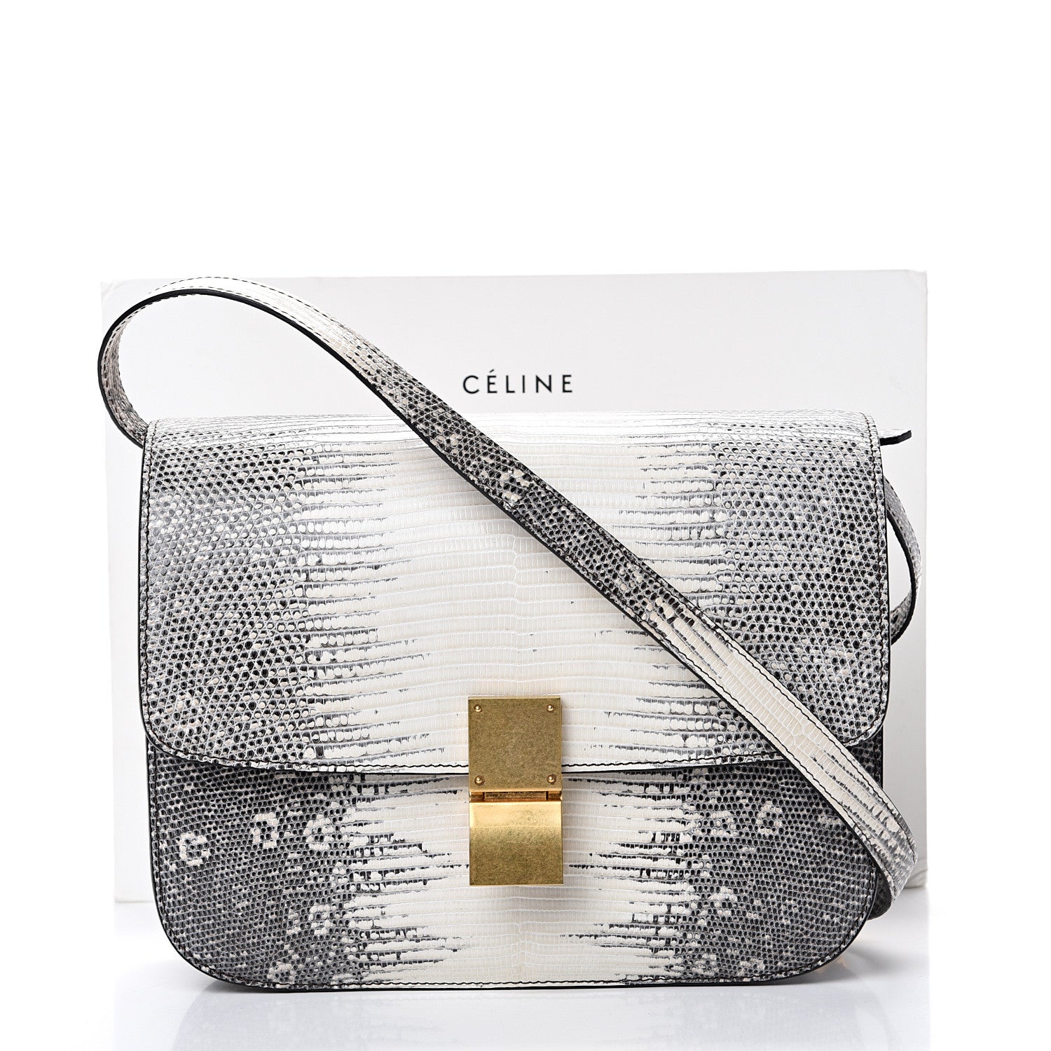 Celine Lizard Medium Classic Box Flap Bag Mineral 14 of 14