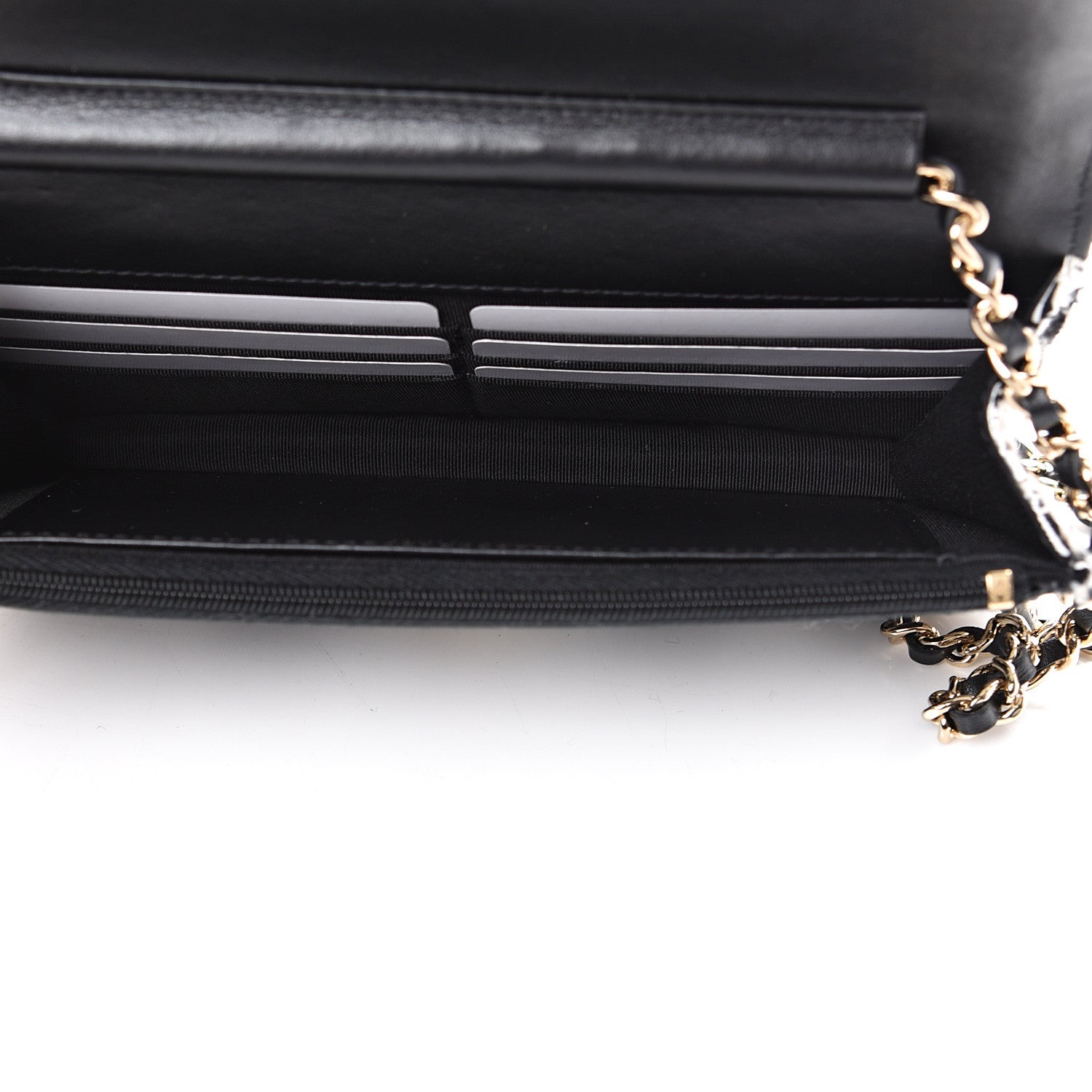 Chanel Tweed Quilted Wallet On Chain WOC Black Ecru White 4 of 11