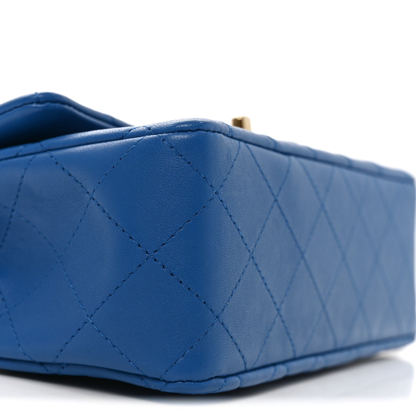 Lambskin Quilted Mini Rectangular Flap Blue