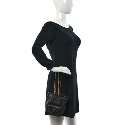 Saint Laurent Lambskin Matelasse Monogram Joe Nano Bucket Bag Black 2 of 11