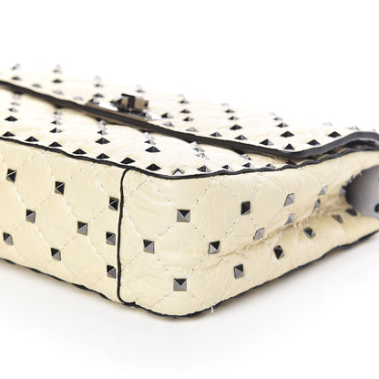 Valentino Garavani Craquele Nappa Medium Rockstud Spike Shoulder Bag Light Ivory 6 of 11