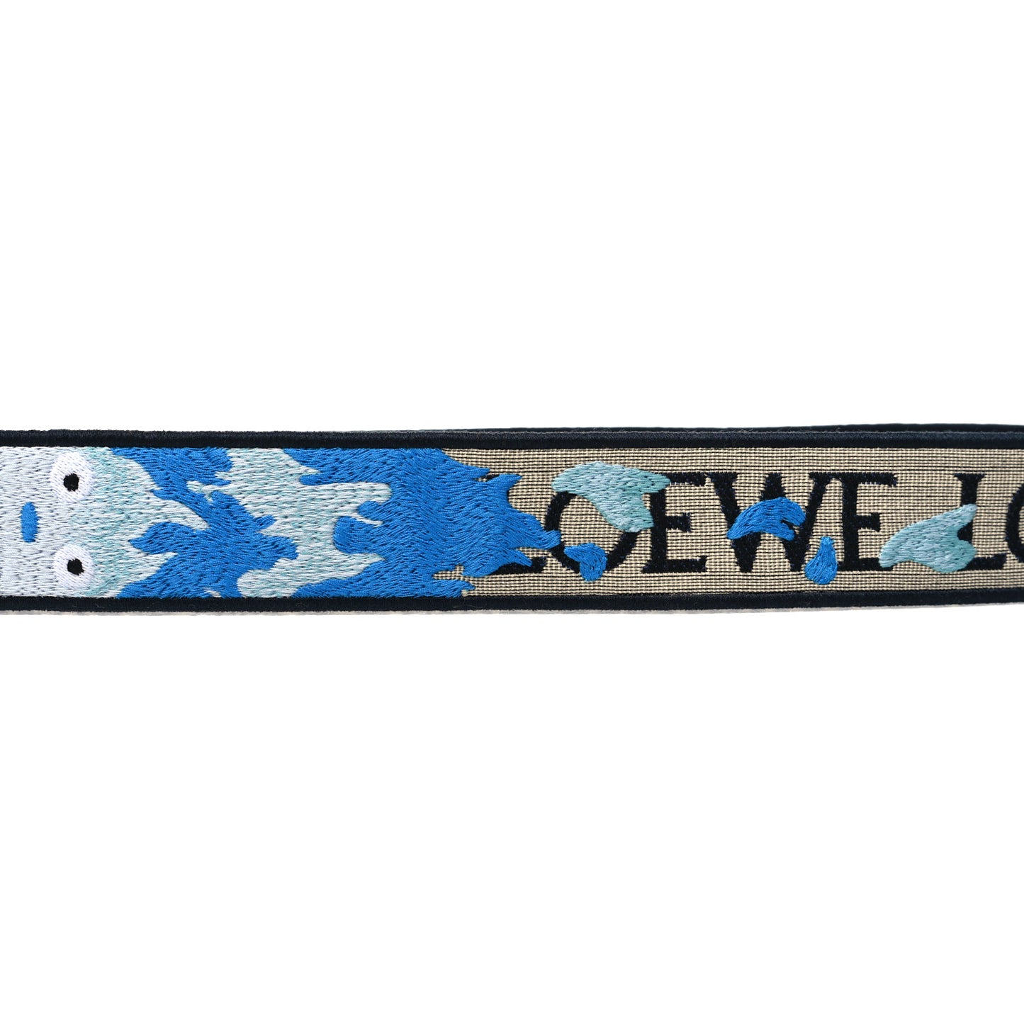 X HOWLS MOVING CASTLE Calfskin Jacquard Anagram Strap Blue