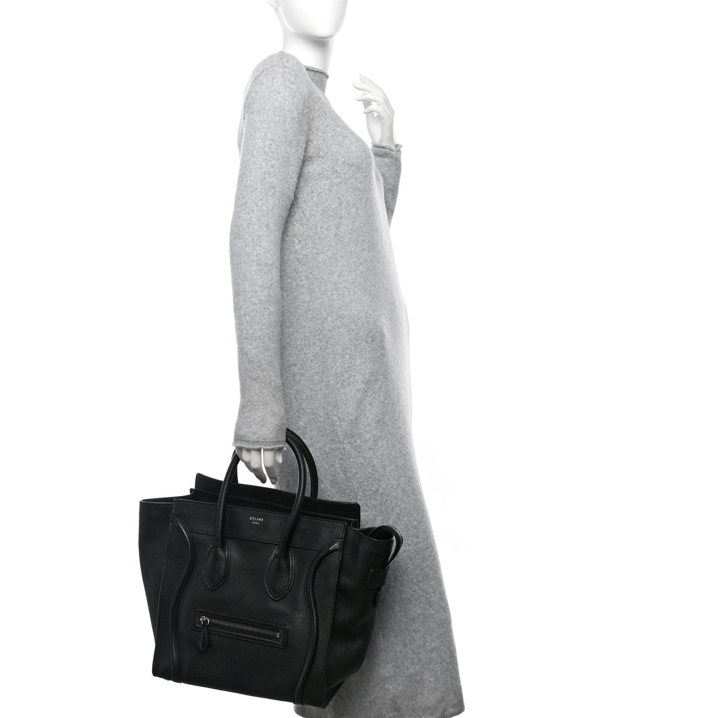 Drummed Calfskin Mini Luggage Black