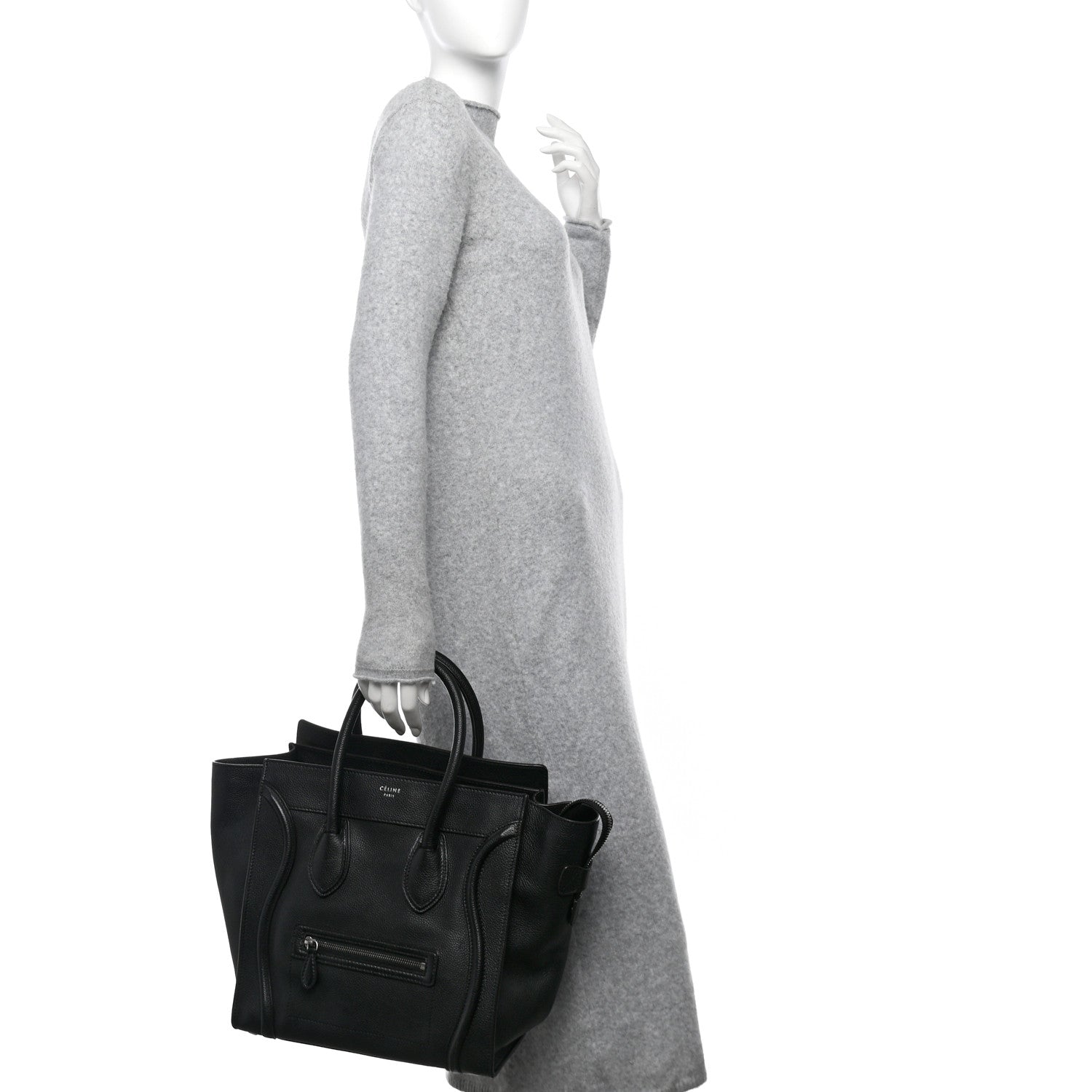 Celine Drummed Calfskin Mini Luggage Black 2 of 11