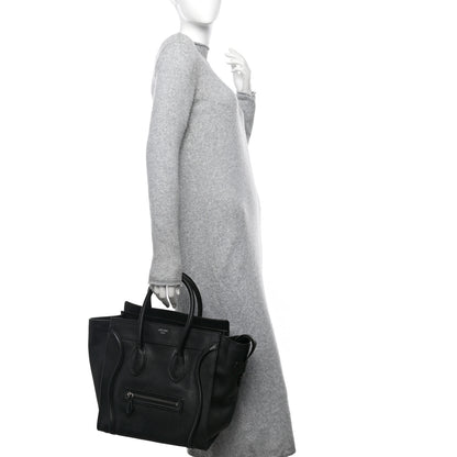 Celine Drummed Calfskin Mini Luggage Black 2 of 11