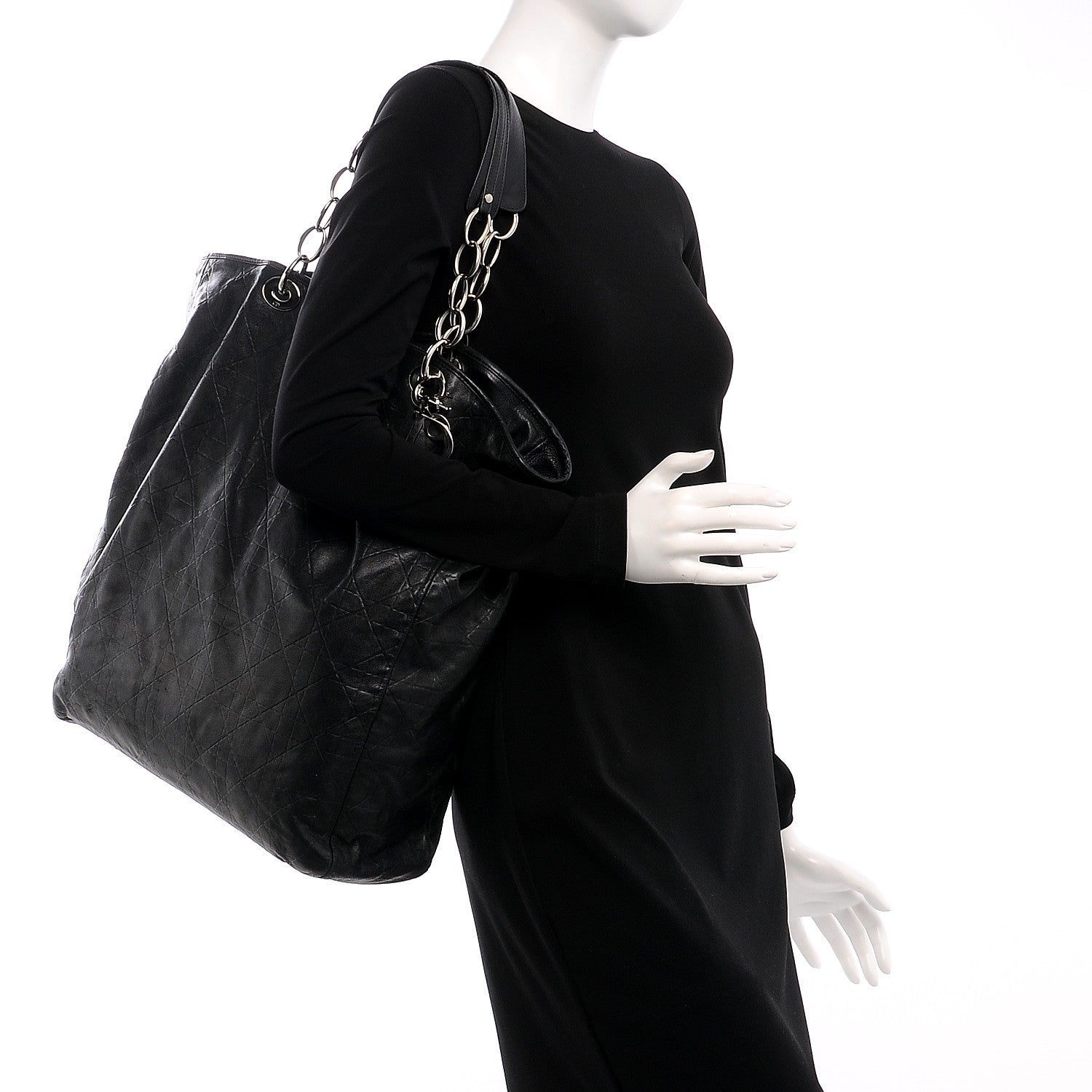 Christian Dior Lambskin Medium Dior Soft Tote Black 2 of 11