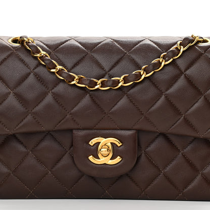 Chanel Lambskin Quilted Small Double Flap Dark Brown 9 of 17