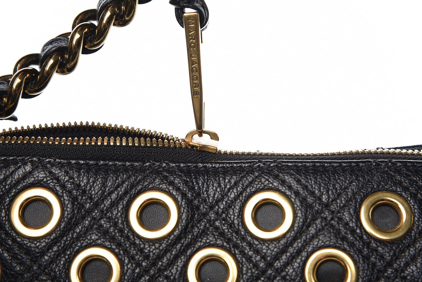 Goatskin Quilted Grommet Nomad Hobo Black